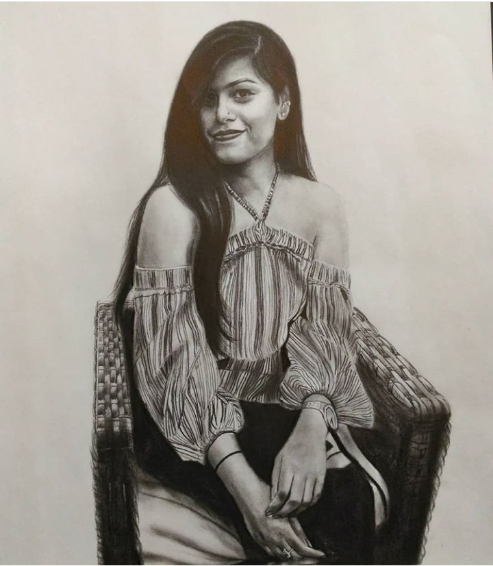 pencil sketch of girl by harsh kumar delhi